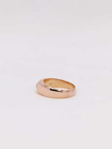 Bague 53.5 Bague jonc en or rose et diamant taille ancienne 0.5ct 58 Facettes J192