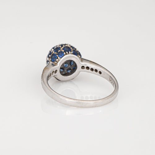 Bague Bague empilable en or blanc 18 carats avec saphir et diamants, taille 7, bijoux fins Estate Fine Jewelry 58 Facettes G14016