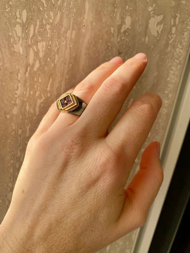 Bague Bulgari Hematite & Tourmaline Gold Ring 58 Facettes