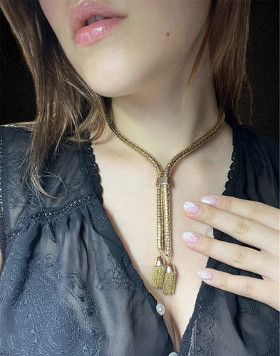 Collier Important collier chaîne serpent en or rose des années 40 58 Facettes