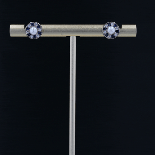 Boucles d'oreilles Boucles d'oreilles perles diamants et saphirs calibrés 58 Facettes 24-111