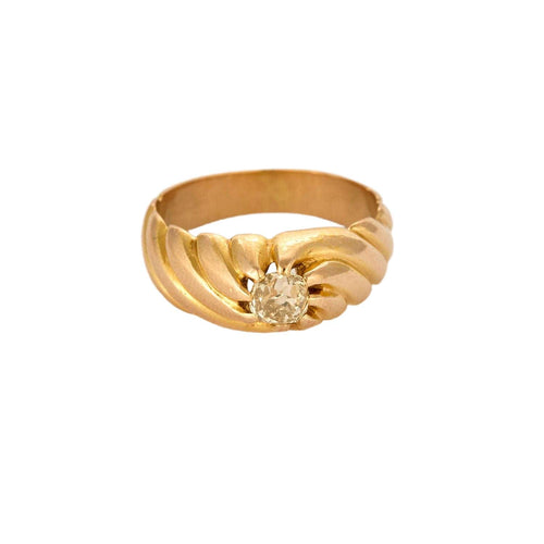 Bague 57,5 Bague jonc or jaune et diamant 58 Facettes ROM1184