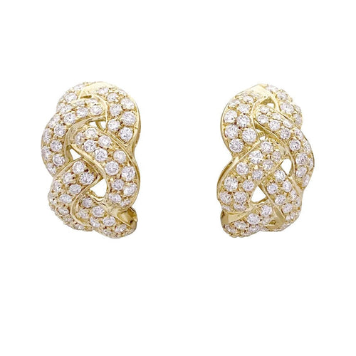 Boucles d'oreilles Boucles d'oreilles, "Tresse" or jaune, diamants. 58 Facettes 33736