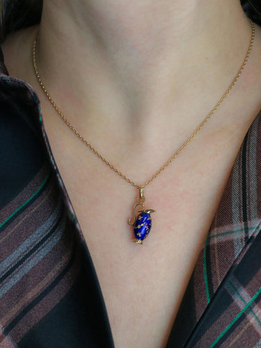 Pendentif Pendentif charms vintage pichet or jaune émail bleu 58 Facettes 1099.11