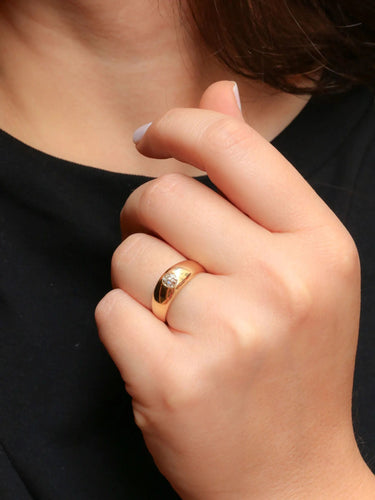 Bague 54 Bague jonc or jaune diamant coussin 0,4 ct 58 Facettes J375