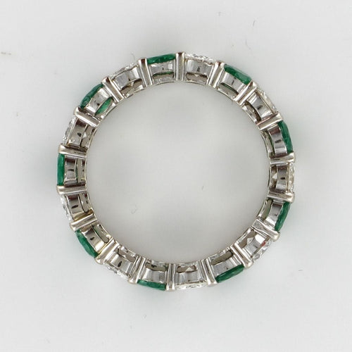 Bague 56 Alliance diamants émeraudes 58 Facettes 15-378-56