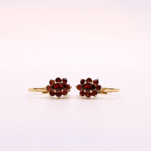 Boucles d'oreilles Boucles d’oreilles Fleurs de Grenats, or jaune 58 Facettes
