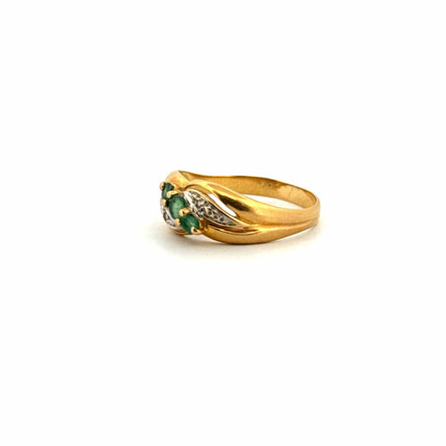 Bague 56 Bague Trilogie Or Jaune Émeraudes & Diamants 58 Facettes 60-GS35808-1
