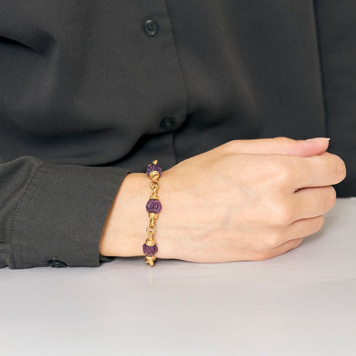 Bracelet Bracelet or jaune et améthystes 58 Facettes ASN03902