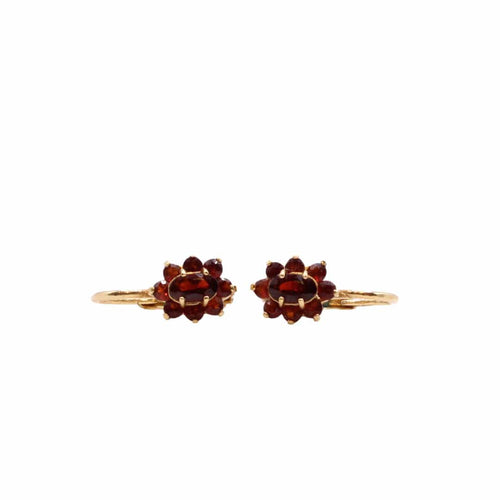 Boucles d'oreilles Boucles d’oreilles Fleurs de Grenats, or jaune 58 Facettes