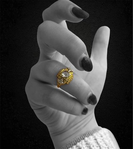 Bague 52 Bague Art Déco en or jaune et blanc, avec diamant couronne rose 58 Facettes