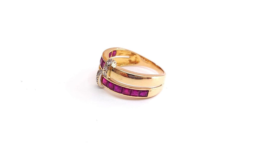 Bague 54 Bague rubis et diamant 58 Facettes Bag.Rub.2Rail.DV