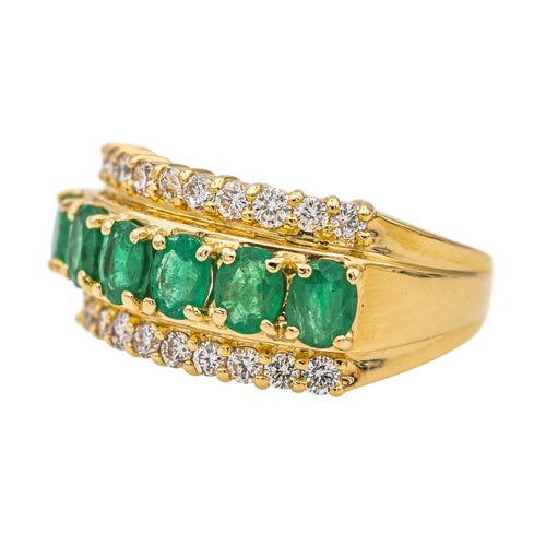 Bague 55 Bague Or jaune Emeraude, Diamant 58 Facettes 4002851CN