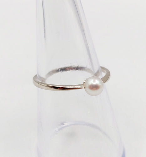 Bague 56.5 Bague Art Déco or blanc ornée d'une perle 58 Facettes A05394