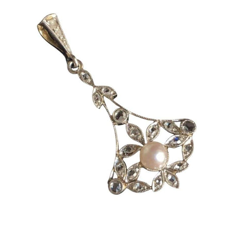 Pendentif Pendentif Belle Époque en or jaune 18k et platine, perle et diamants 58 Facettes