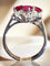 Bague 57 Bague en or blanc 4  rubis taillés en coeur  et pavage de diamants 58 Facettes 7825 A