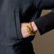 HERMES - Bracelet jonc en or jaune a motif de cheval