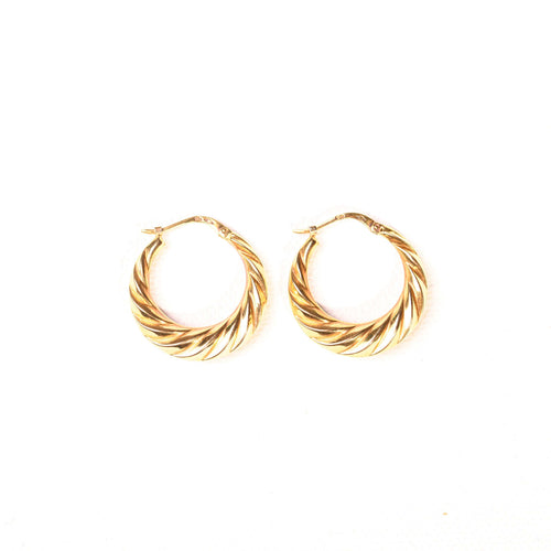 Boucles d'oreilles Boucles d'oreilles créoles godronnées or jaune 58 Facettes