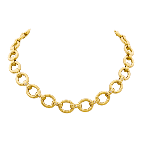 Collier Collier en or jaune, maillons ovales et diamants. 58 Facettes 34706