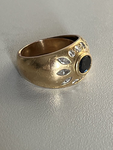 Bague 56.5 Bague Jonc Or Jaune Saphir Diamants 58 Facettes LOT 6164