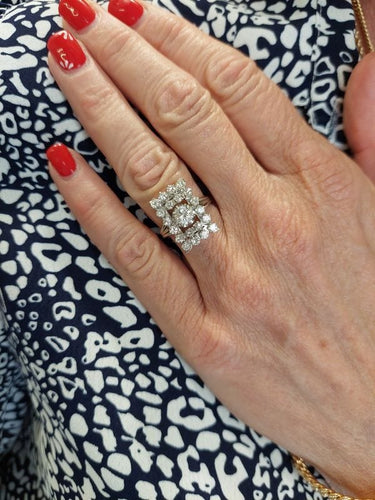 Bague 53 Bague or blanc diamants années 50' 58 Facettes 090641