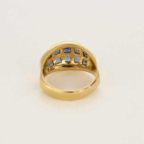Bague 59,5 Bague jonc en or jaune et saphirs calibrés 58 Facettes MONTE0238