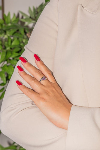 Bague 55 Bague Toi & Moi Or blanc Saphir, Diamant 58 Facettes 2842407CN