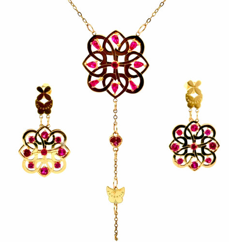Boucles d'oreilles Collier et Boucles d’oreilles en or jaune 18 carats 58 Facettes