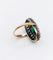 Bague 54 Bague marquise antique en or rose 18k et argent, doublet grenat vert et diamants 58 Facettes A06674
