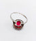 Bague Art Déco or blanc, rubis synthétique et diamants taille rose (circa 1930)