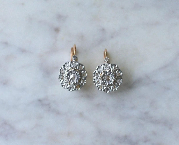 Boucles d'oreilles Boucles d'Oreilles Marguerite Diamants Taille Rose 58 Facettes