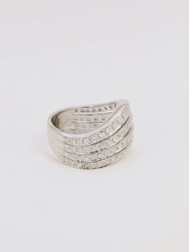 Bague 53 Bague vague vintage or blanc diamants 2,5ct 58 Facettes J19