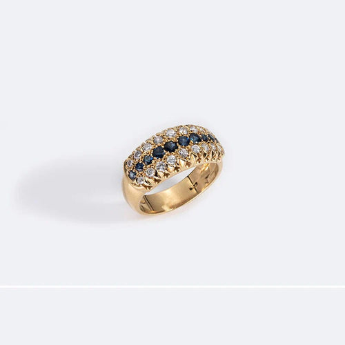 Bague 14 / Oro Giallo Anello “Rivière” di diamanti e zaffiri 58 Facettes ANL463