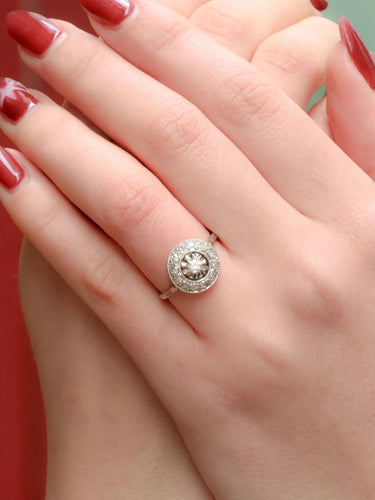 Bague Bague Belle Epoque ronde diamants taille ancienne 58 Facettes J312