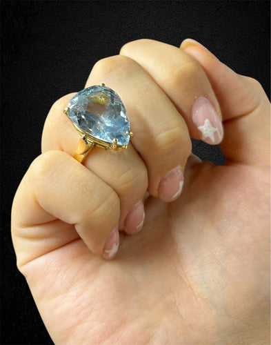 Bague Bague artisanale ornée d'une topaze bleue 58 Facettes