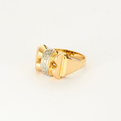 Bague 55 Bague Tank or jaune et diamants 58 Facettes LIS1935