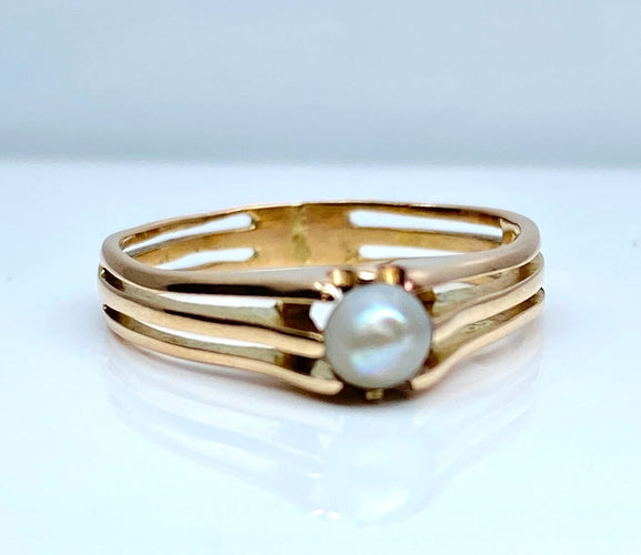 Bague 49 Bague en or rose perle fine vers 1900 58 Facettes AB663