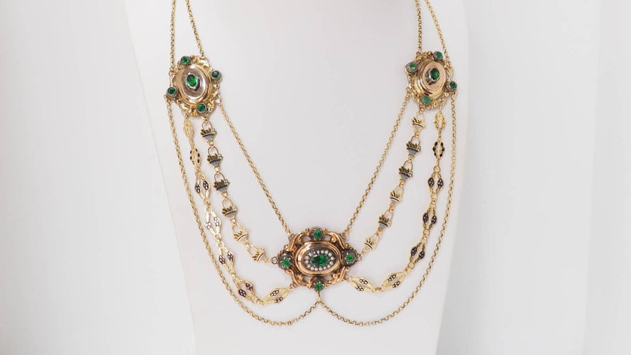 Collier Collier esclave du XIXème siècle en or émaillé et perles fines 58 Facettes 32174