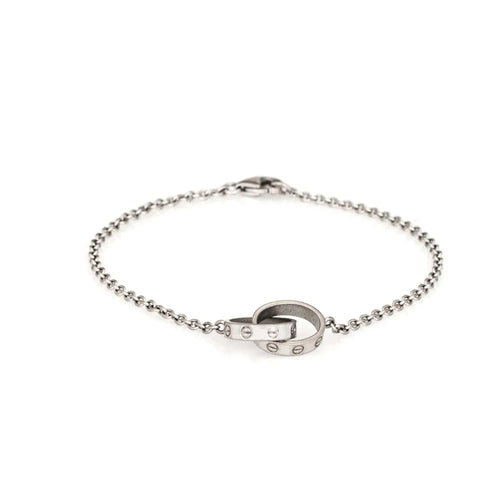 Bracelet Bracelet Cartier Entrelacs Love COA Estate en or blanc 18 carats doublement signé 58 Facettes G13653