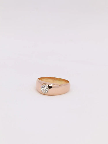 Bague 53.5 Bague jonc en or rose et diamant taille ancienne 0.5ct 58 Facettes J192