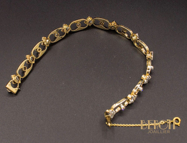 Bracelet Bracelet 1950 or jaune, platine, diamants 58 Facettes A8919