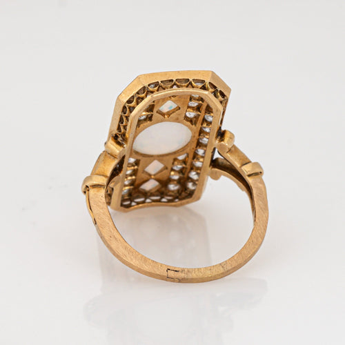 Bague 50 Bague en or jaune, opale et diamants, style victorien antique, avec émail 58 Facettes G13759
