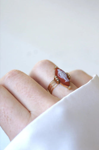 Bague Marquise ancienne or rose camée