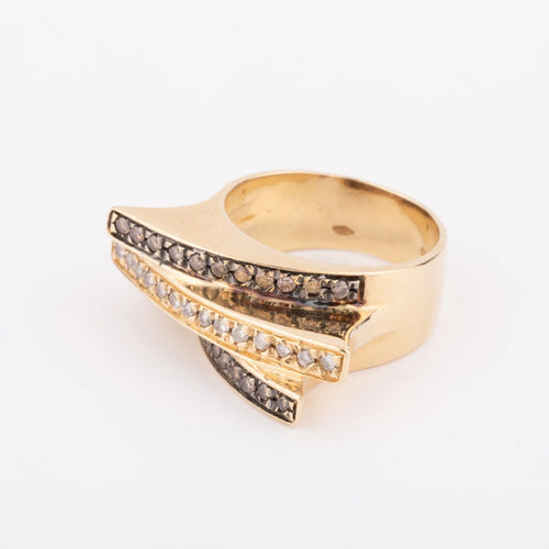 Bague 53 Bague bandeau or jaune et diamant cognacs 58 Facettes