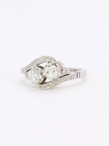 Bague 52 Bague vintage toi et moi or blanc diamants 58 Facettes 1110.5