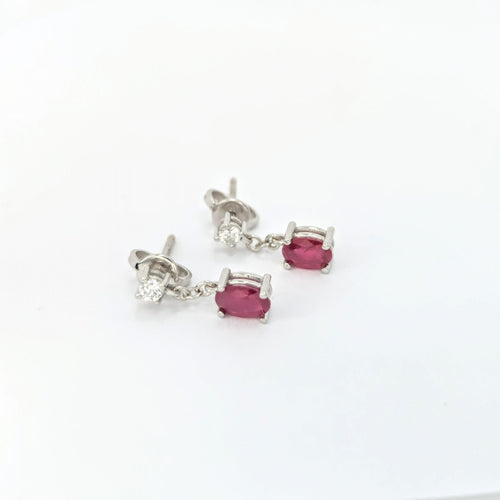 Boucles d'oreilles Boucles d'oreilles or blanc diamants et rubis 58 Facettes 28011