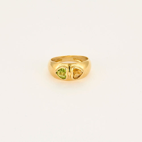 Bague 51 Bague Jonc 2 Coeurs or jaune 58 Facettes