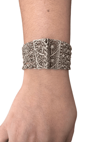 Bracelet Bracelet manchette en argent égyptien à cinq rangs de maillons 58 Facettes