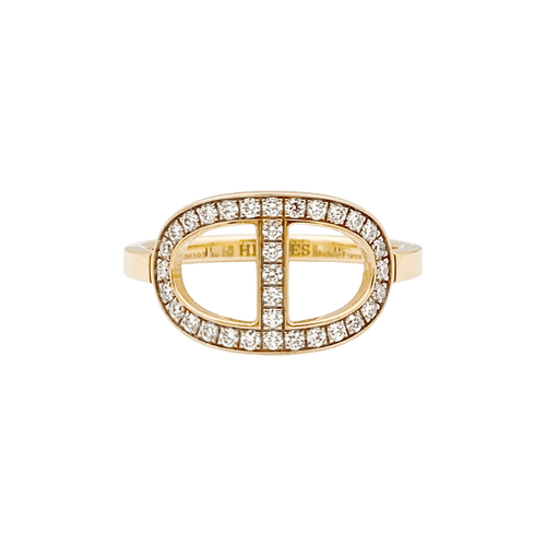 Bague 51 Bague Hermès, "Chaîne d'ancre contour", or rose, diamants. 58 Facettes 34573