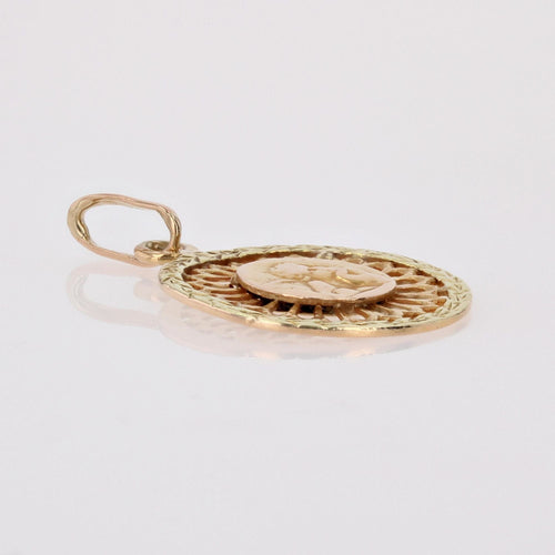 Pendentif Médaille ancienne 2 ors angelot 58 Facettes 24-297A